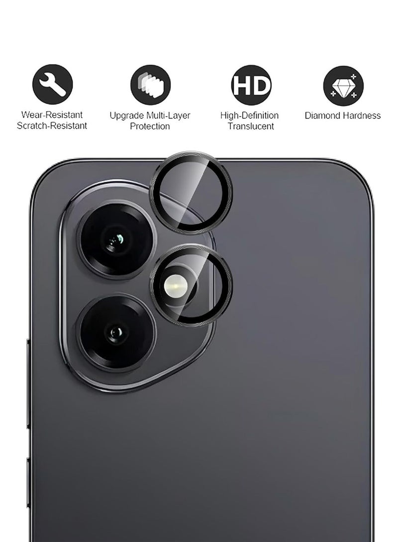 Wtech Honor 400 5G 2025 Premium Alloy Ring Camera Lens Tempered Glass Protector Shield (MLGICR) - Clear/Black - Image 2